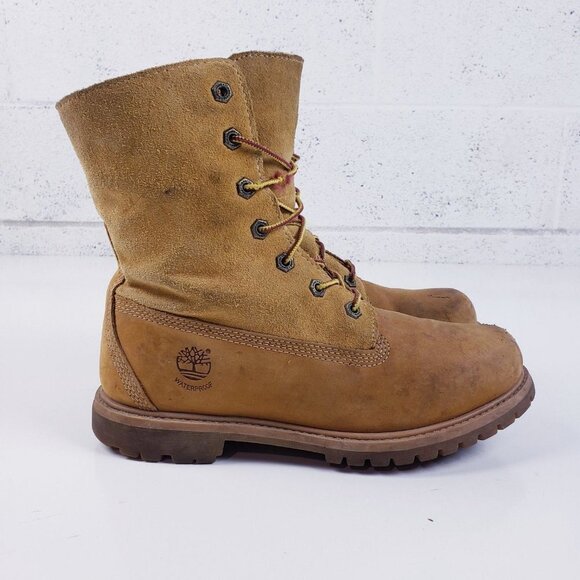 Timberland Womens Brown Roll Fold-Down Tan Waterproof Ankle Bootie Size 8 - Picture 1 of 9